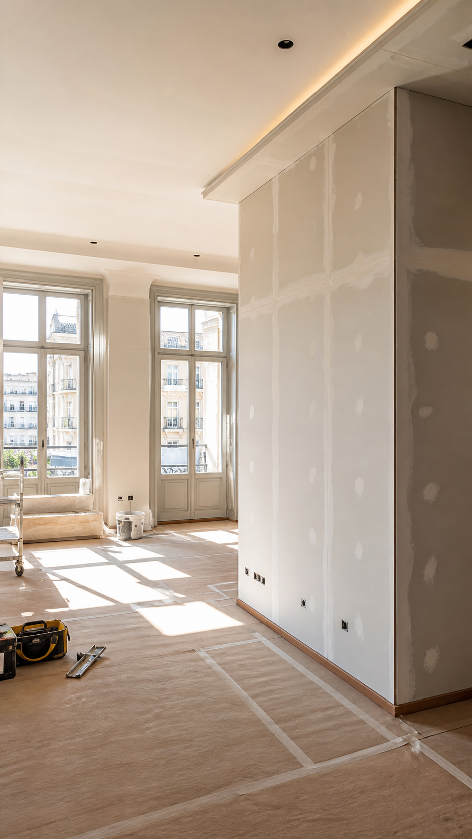 Interno in ristrutturazione pulito e ordinato